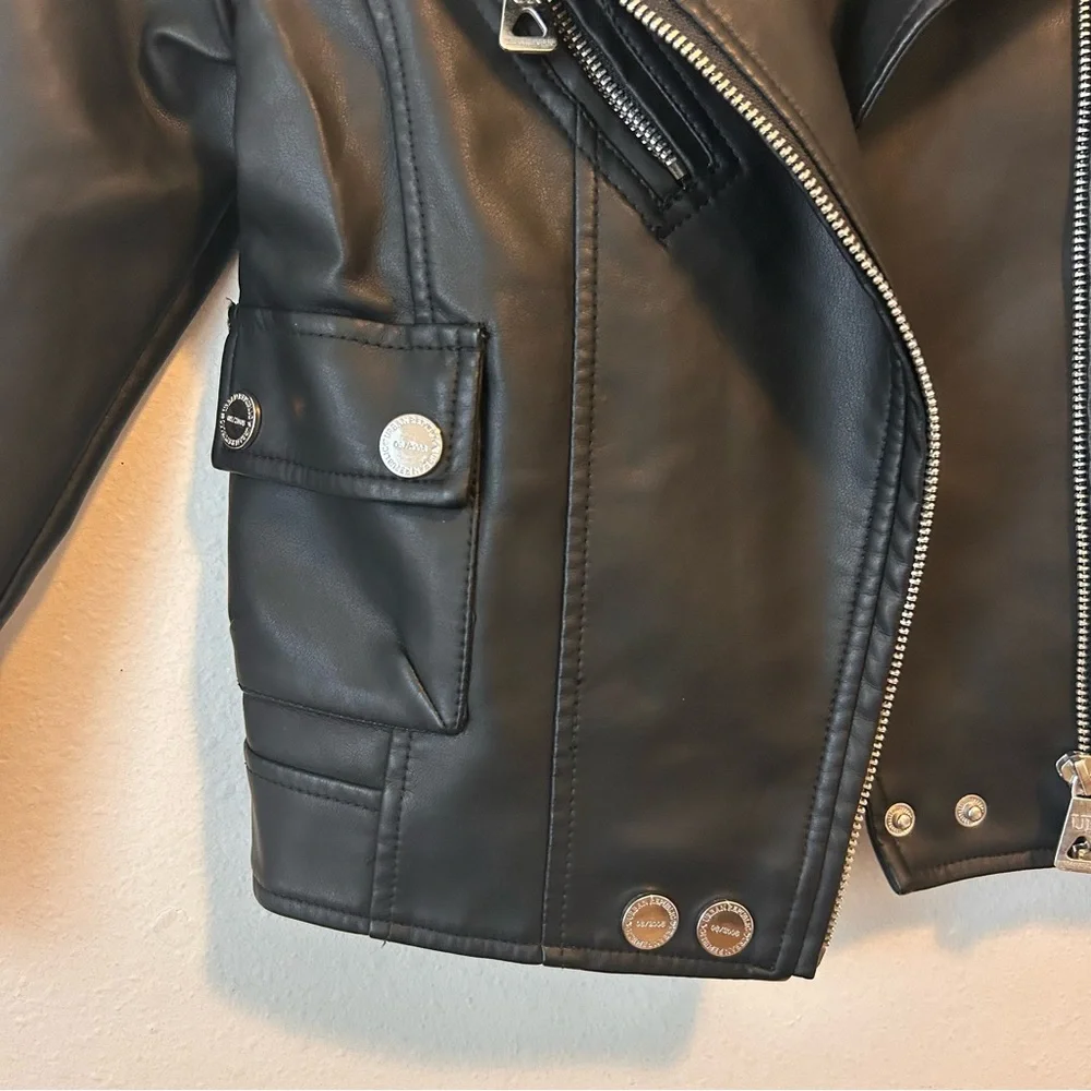 Urban Republic 5/6 Girls Black Faux Leather Kids Jacket